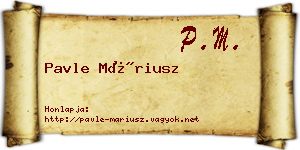 Pavle Máriusz névjegykártya